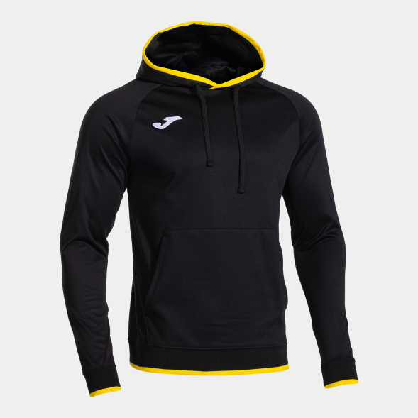 SUDADERA CON CAPUCHA COMBI PREMIUM NEGRO AMARILLO