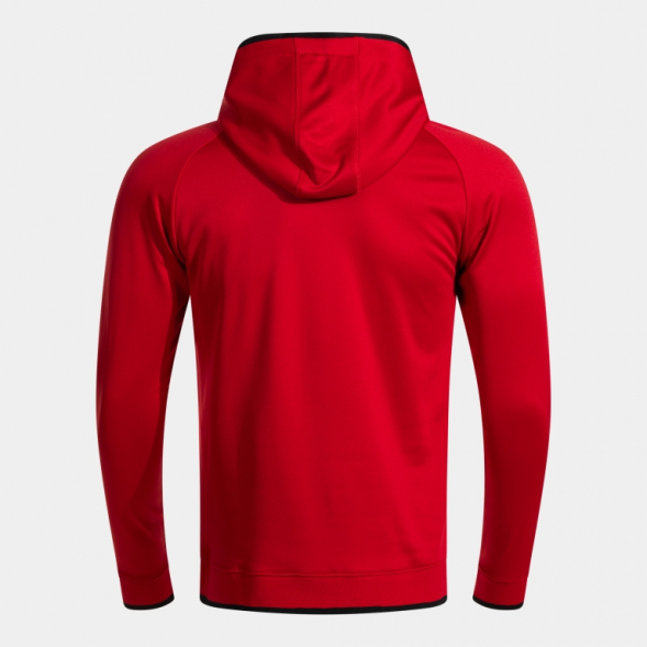 SUDADERA CON CAPUCHA COMBI PREMIUM ROJO NEGRO