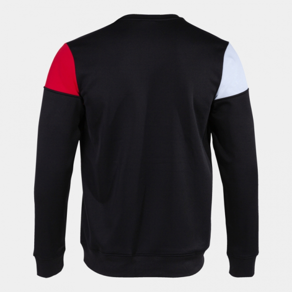 SUDADERA CREW V NEGRO ROJO