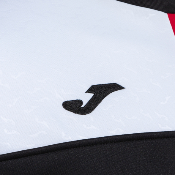 SUDADERA CREW V NEGRO ROJO