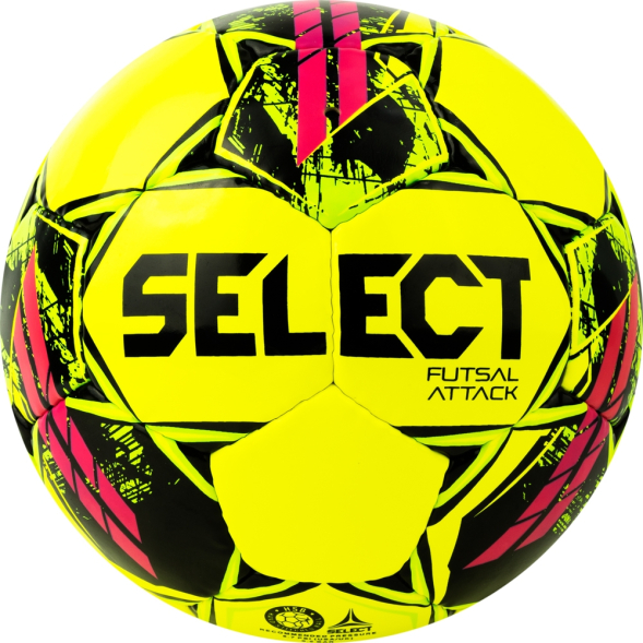Мяч футзал. SELECT Futsal Attack V22, 1073460559, р.4, 32п, ПУ, руч.сш, желто-зелено-розовый