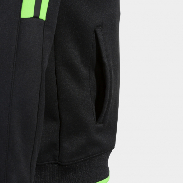 CHAQUETA CON CAPUCHA OLIMPIADA NEGRO VERDE FLUOR