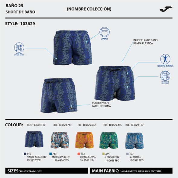 BERMUDA DE BAÑO SANTA MÓNICA LIMA NEGRO