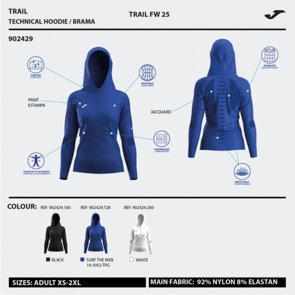 CHAQUETA CON CAPUCHA R-TRAIL NATURE BLANCO